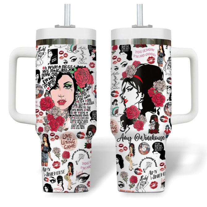 Amy Winehouse Music Custom Stanley Quencher 40Oz Stainless Steel Tumbler - Image 2