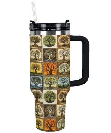 Ancient Celtic Trees Of Life Custom Stanley Quencher 40Oz Stainless Steel Tumbler With Handle