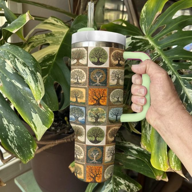 Ancient Celtic Trees Of Life Custom Stanley Quencher 40Oz Stainless Steel Tumbler With Handle - Image 3