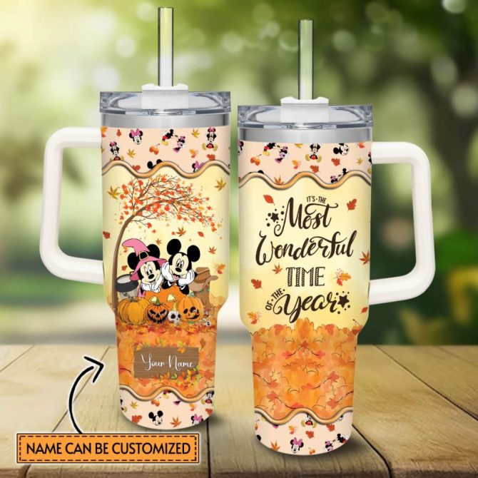 And Minnie Mickey Mouse And Friends Cartoon Custom Stanley Quencher 40Oz Stainless Steel Tumbler With Handle