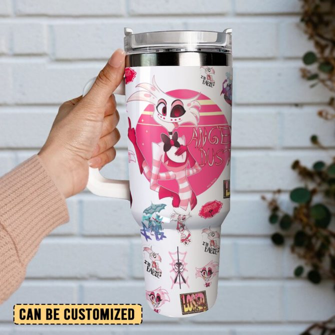 Angel Dust Hazbin Hotel Movies Custom Stanley Quencher 40Oz Stainless Steel Tumbler With Handle - Image 3