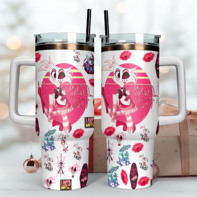Angel Dust Hazbin Hotel Movies Custom Stanley Quencher 40Oz Stainless Steel Tumbler With Handle - Image 4