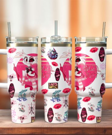 Angel Dust Hazbin Hotel Movies Custom Stanley Quencher 40Oz Stainless Steel Tumbler With Handle