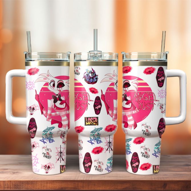 Angel Dust Hazbin Hotel Movies Custom Stanley Quencher 40Oz Stainless Steel Tumbler With Handle