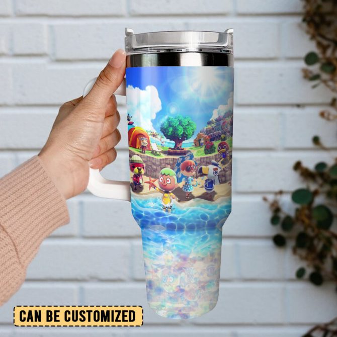 Animal Crossing New Leaf Games Custom Stanley Quencher 40Oz Stainless Steel Tumbler With Handle - Image 3