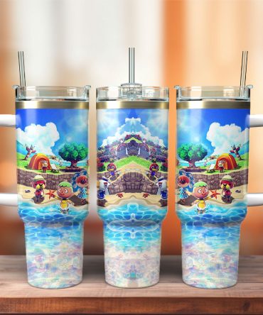 Animal Crossing New Leaf Games Custom Stanley Quencher 40Oz Stainless Steel Tumbler With Handle