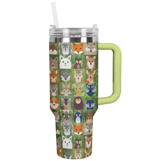 Animal Custom Stanley Quencher 40Oz Stainless Steel Tumbler With Handle