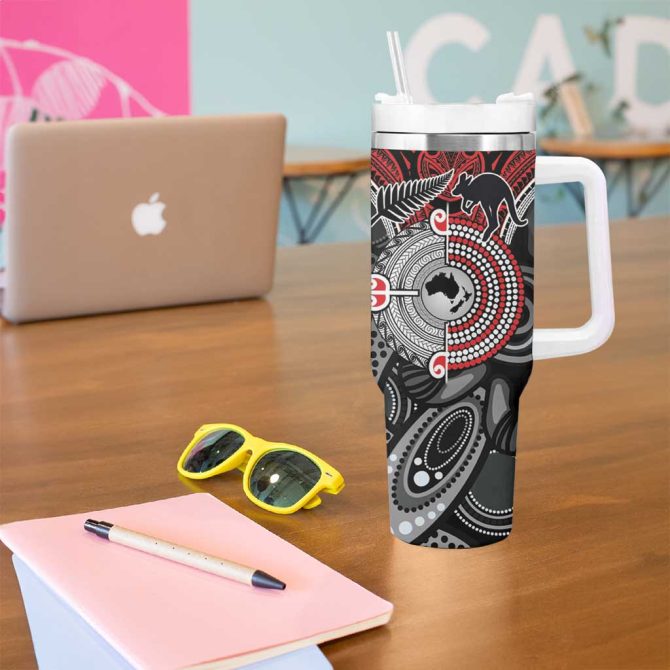 Aotearoa And Australia New Zealand Honour The Treaty Ake!Ake!Ake! Custom Stanley Quencher 40Oz Stainless Steel Tumbler With Handle - Image 5
