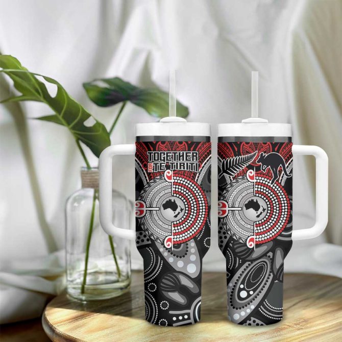 Aotearoa And Australia New Zealand Honour The Treaty Ake!Ake!Ake! Custom Stanley Quencher 40Oz Stainless Steel Tumbler With Handle - Image 9