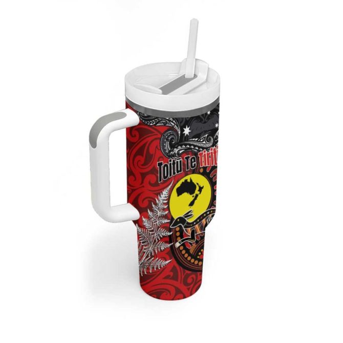 Aotearoa And Australia Toitu Te Tiriti Honour The Treaty Te Tiriti Is Us Custom Stanley Quencher 40Oz Stainless Steel Tumbler With Handle - Image 2
