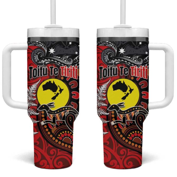 Aotearoa And Australia Toitu Te Tiriti Honour The Treaty Te Tiriti Is Us Custom Stanley Quencher 40Oz Stainless Steel Tumbler With Handle