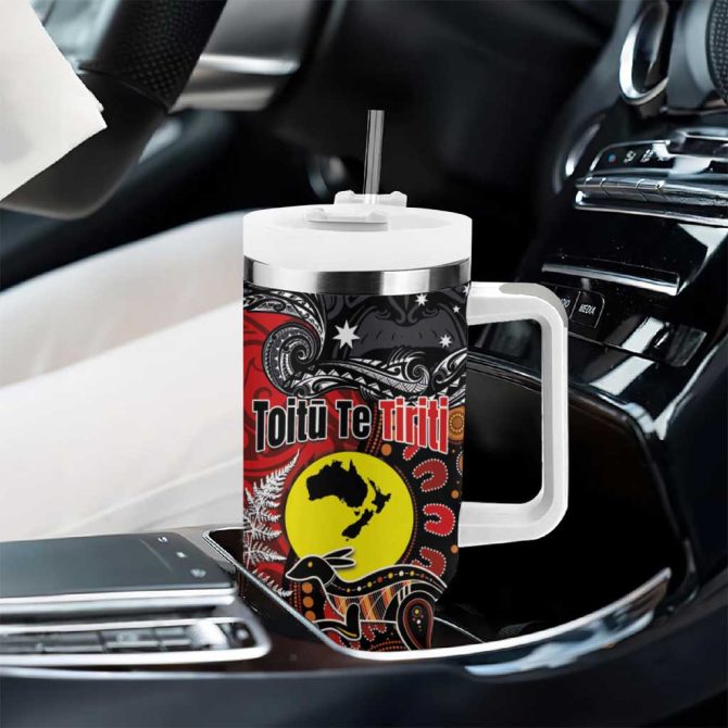 Aotearoa And Australia Toitu Te Tiriti Honour The Treaty Te Tiriti Is Us Custom Stanley Quencher 40Oz Stainless Steel Tumbler With Handle - Image 8