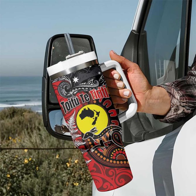 Aotearoa And Australia Toitu Te Tiriti Honour The Treaty Te Tiriti Is Us Custom Stanley Quencher 40Oz Stainless Steel Tumbler With Handle - Image 7