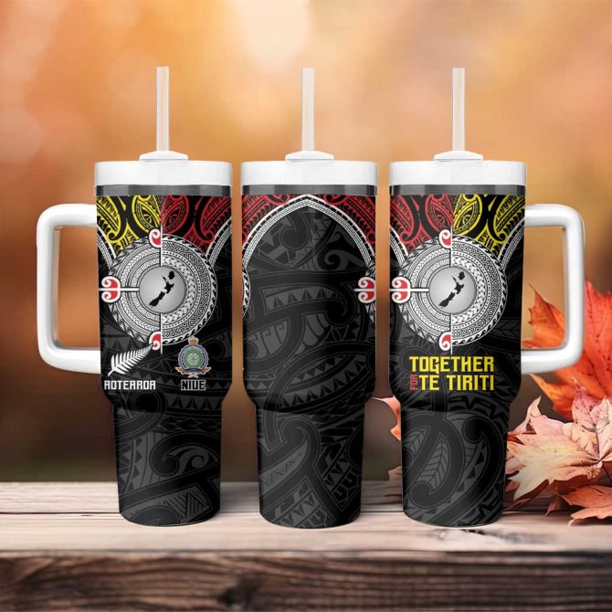 Aotearoa And Niue Mo Te Tiriti New Zealand Honour The Treaty Ake!Ake!Ake! Custom Stanley Quencher 40Oz Stainless Steel Tumbler With Handle - Image 4