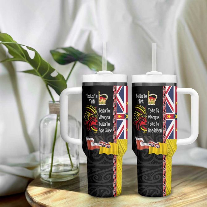 Aotearoa And Niue Toitu Te Tiriti Honour The Treaty Fight Together Stand Together Custom Stanley Quencher 40Oz Stainless Steel Tumbler With Handle - Image 9