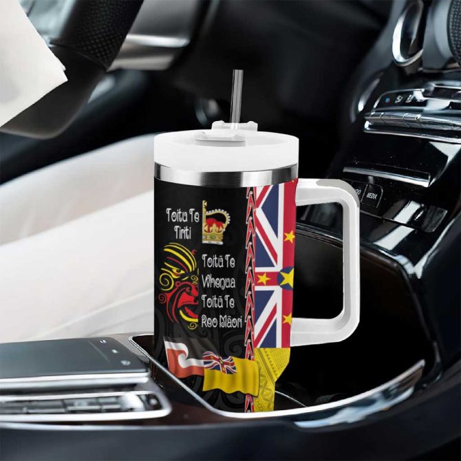 Aotearoa And Niue Toitu Te Tiriti Honour The Treaty Fight Together Stand Together Custom Stanley Quencher 40Oz Stainless Steel Tumbler With Handle - Image 8
