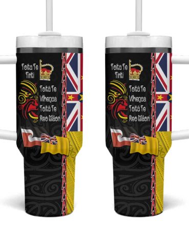 Aotearoa And Niue Toitu Te Tiriti Honour The Treaty Fight Together Stand Together Custom Stanley Quencher 40Oz Stainless Steel Tumbler With Handle