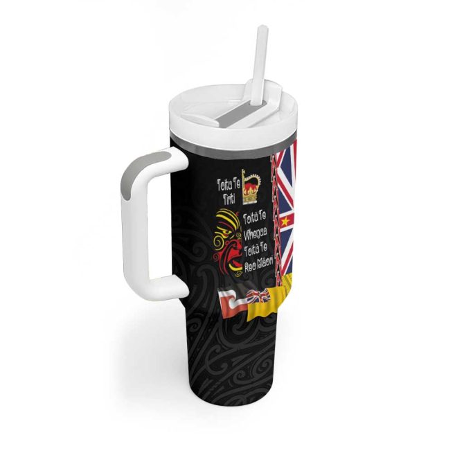 Aotearoa And Niue Toitu Te Tiriti Honour The Treaty Fight Together Stand Together Custom Stanley Quencher 40Oz Stainless Steel Tumbler With Handle - Image 2