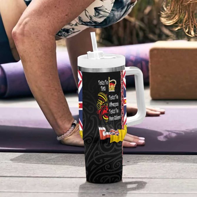 Aotearoa And Niue Toitu Te Tiriti Honour The Treaty Fight Together Stand Together Custom Stanley Quencher 40Oz Stainless Steel Tumbler With Handle - Image 6