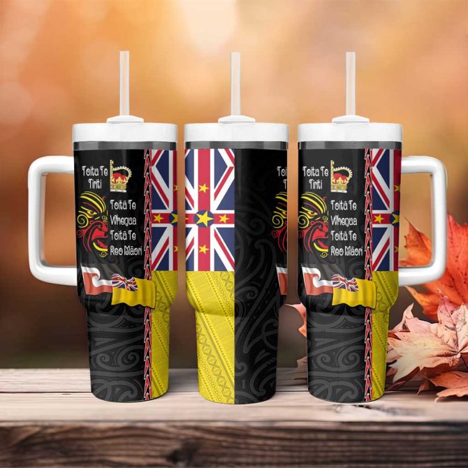 Aotearoa And Niue Toitu Te Tiriti Honour The Treaty Fight Together Stand Together Custom Stanley Quencher 40Oz Stainless Steel Tumbler With Handle - Image 4