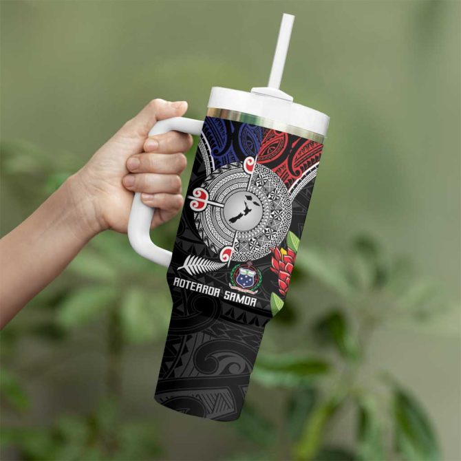 Aotearoa And Samoa Mo Te Tiriti Tangata Moana Stand With Tangata Whenua Custom Stanley Quencher 40Oz Stainless Steel Tumbler With Handle - Image 4