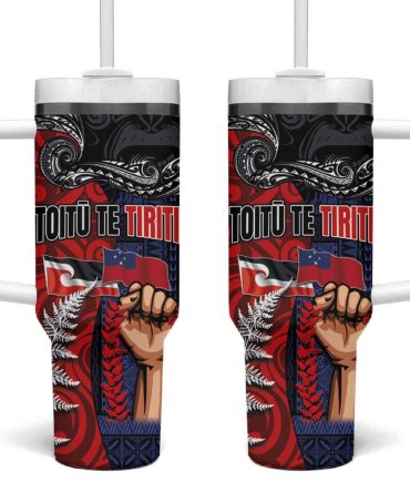 Aotearoa And Samoa Toitu Te Tiriti Honour The Treaty Te Tiriti Is Us Custom Stanley Quencher 40Oz Stainless Steel Tumbler With Handle
