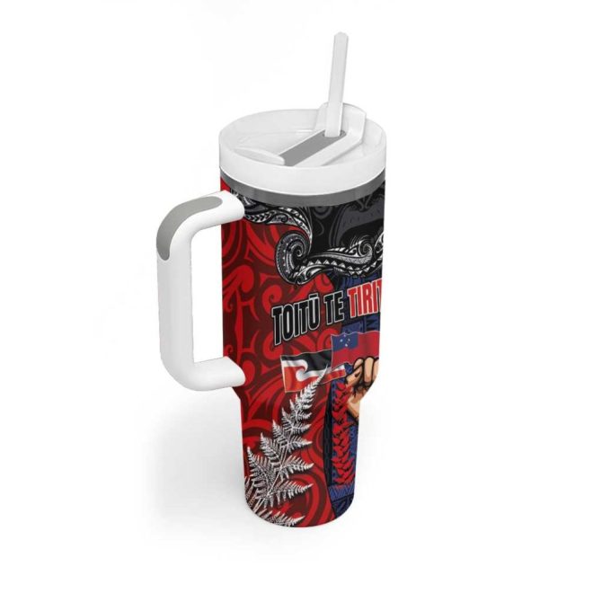 Aotearoa And Samoa Toitu Te Tiriti Honour The Treaty Te Tiriti Is Us Custom Stanley Quencher 40Oz Stainless Steel Tumbler With Handle - Image 2
