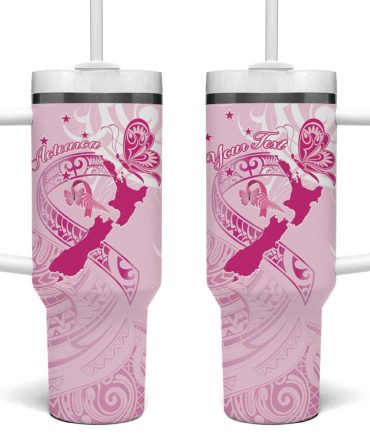 Aotearoa Breast Cancer Maori Custom Stanley Quencher 40Oz Stainless Steel Tumbler With Handle