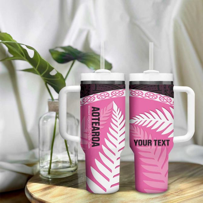 Aotearoa Cricket Go White Silver Fern Custom Stanley Quencher 40Oz Stainless Steel Tumbler With Handle - Image 9