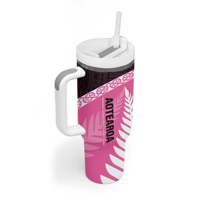 Aotearoa Cricket Go White Silver Fern Custom Stanley Quencher 40Oz Stainless Steel Tumbler With Handle - Image 2