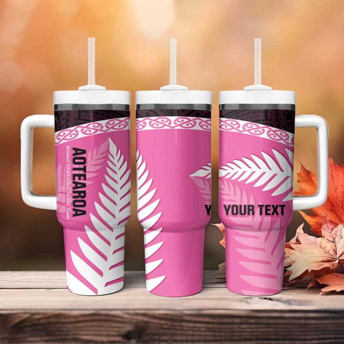 Aotearoa Cricket Go White Silver Fern Custom Stanley Quencher 40Oz Stainless Steel Tumbler With Handle - Image 4