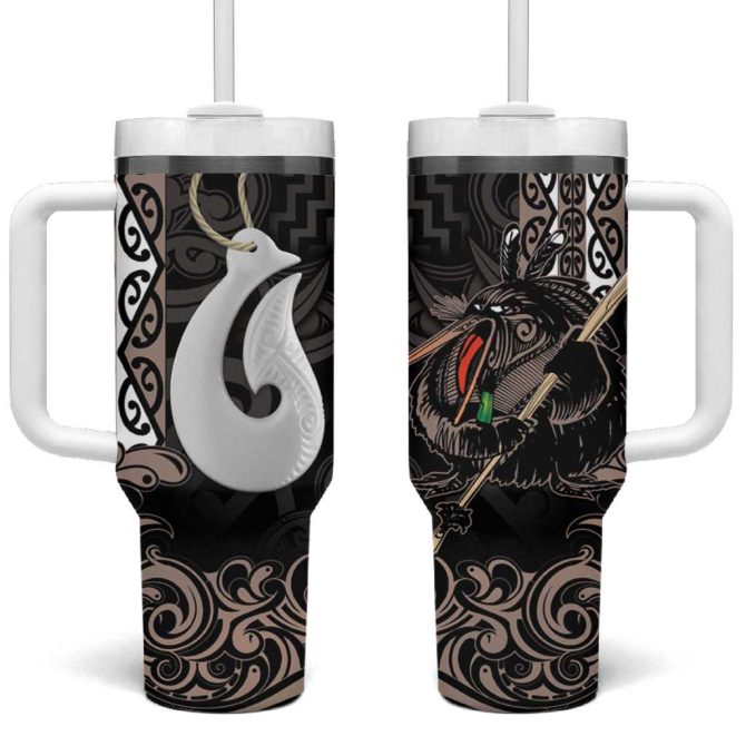 Aotearoa Hei Matau Haka Kiwi Mix Maori Mangopare Custom Stanley Quencher 40Oz Stainless Steel Tumbler With Handle - Image 2