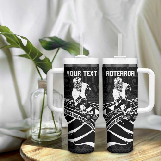 Aotearoa Ice Hockey Nz Tiki Mascot #8211; Maori Pattern Custom Stanley Quencher 40Oz Stainless Steel Tumbler With Handle - Image 9