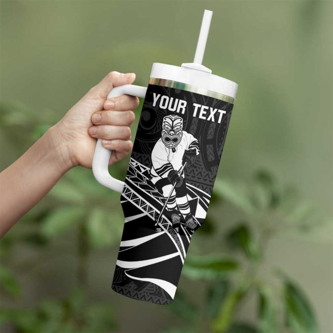Aotearoa Ice Hockey Nz Tiki Mascot #8211; Maori Pattern Custom Stanley Quencher 40Oz Stainless Steel Tumbler With Handle - Image 4