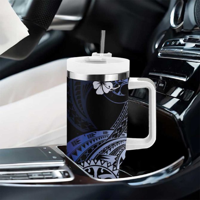 Aotearoa Kia Ora New Zealand Ta Moko Blue Custom Stanley Quencher 40Oz Stainless Steel Tumbler With Handle - Image 8