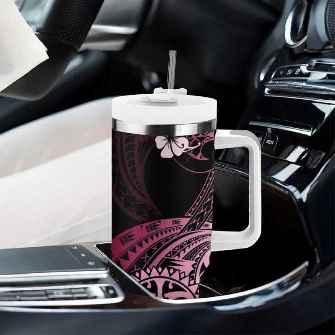 Aotearoa Kia Ora New Zealand Ta Moko Pink Custom Stanley Quencher 40Oz Stainless Steel Tumbler With Handle - Image 8