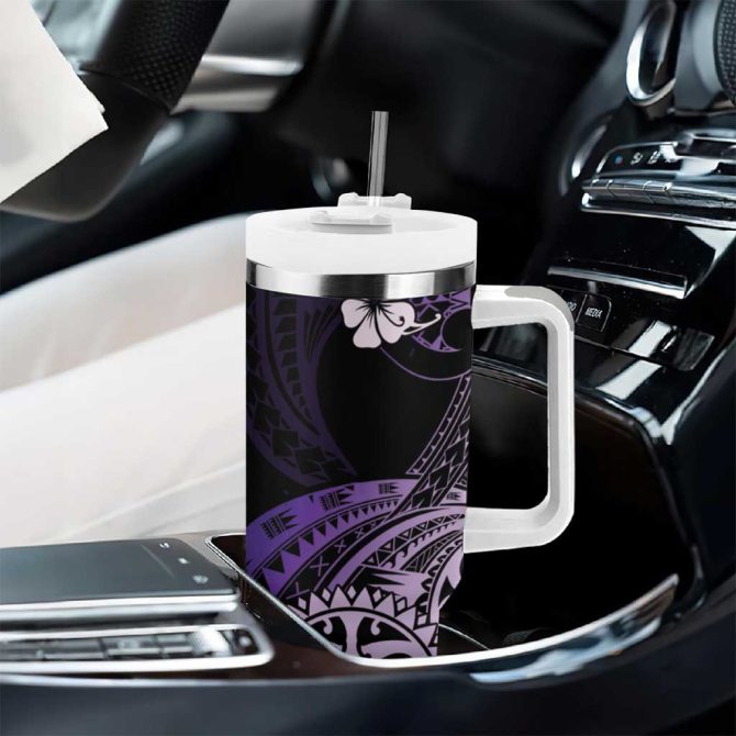Aotearoa Kia Ora New Zealand Ta Moko Purple Custom Stanley Quencher 40Oz Stainless Steel Tumbler With Handle - Image 8