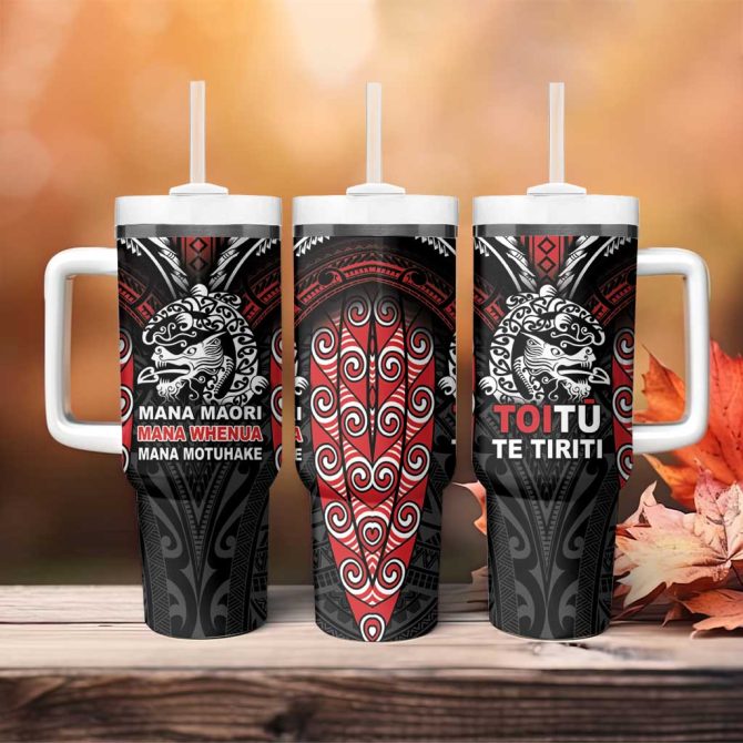 Aotearoa Mana Maori Toitu Te Tiriti Custom Stanley Quencher 40Oz Stainless Steel Tumbler With Handle - Image 4