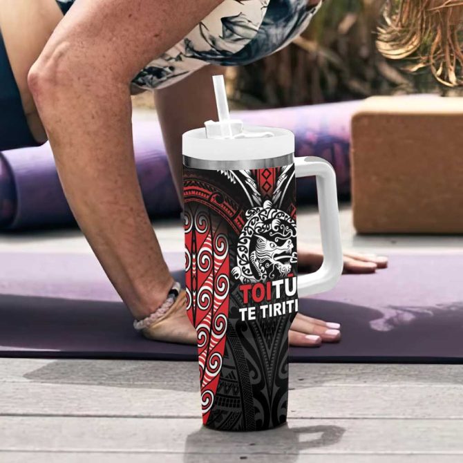 Aotearoa Mana Maori Toitu Te Tiriti Custom Stanley Quencher 40Oz Stainless Steel Tumbler With Handle - Image 6