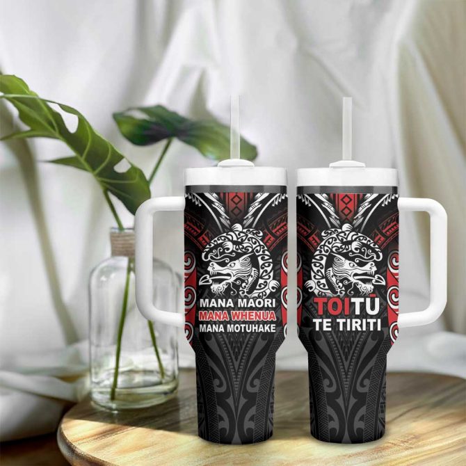 Aotearoa Mana Maori Toitu Te Tiriti Custom Stanley Quencher 40Oz Stainless Steel Tumbler With Handle - Image 9