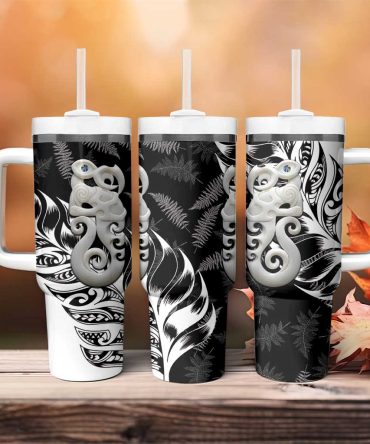 Aotearoa Manaia Nz Maori Silver Fern Custom Stanley Quencher 40Oz Stainless Steel Tumbler With Handle