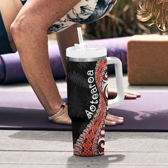 Aotearoa Maori Stylized Koru Silver Ferns Custom Stanley Quencher 40Oz Stainless Steel Tumbler With Handle - Image 6