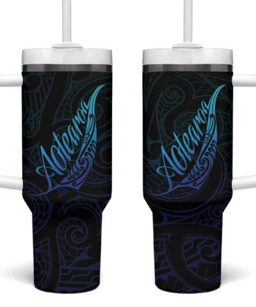 Aotearoa New Zealand Koru Fern Blue Gradient Custom Stanley Quencher 40Oz Stainless Steel Tumbler With Handle