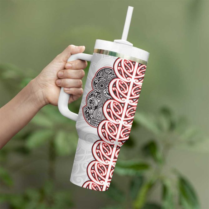 Aotearoa New Zealand Maori Marae Custom Stanley Quencher 40Oz Stainless Steel Tumbler With Handle - Image 3