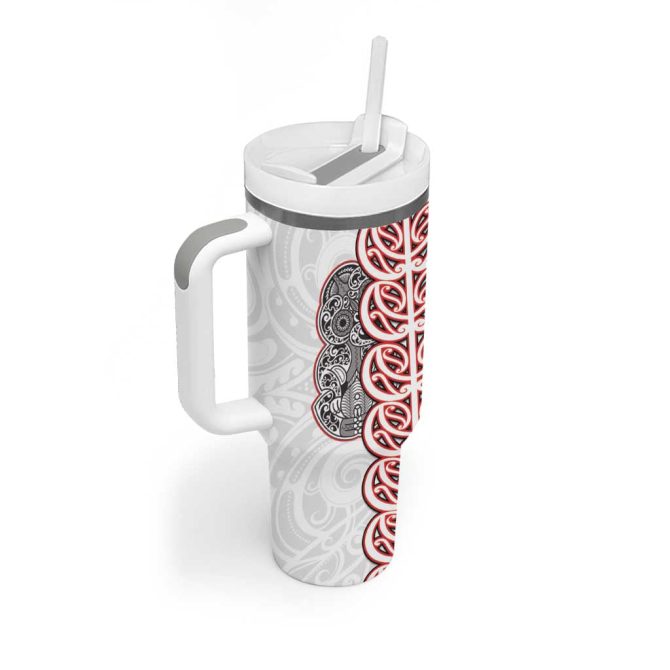 Aotearoa New Zealand Maori Marae Custom Stanley Quencher 40Oz Stainless Steel Tumbler With Handle - Image 2