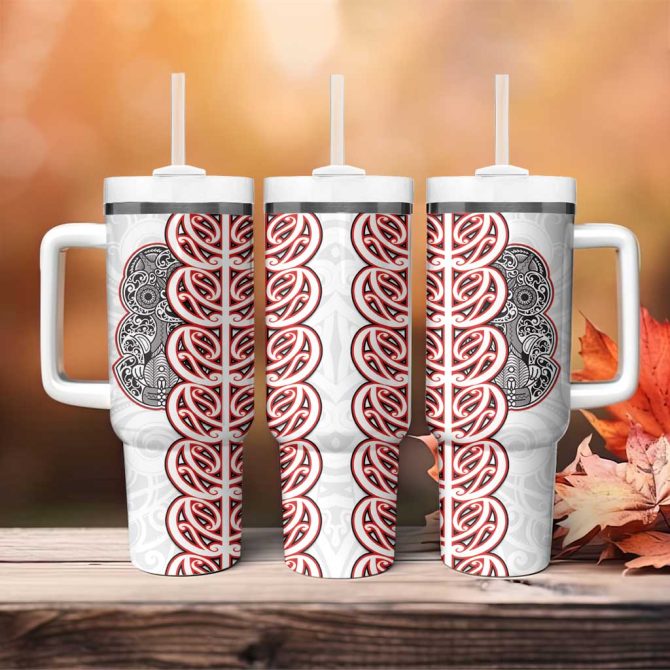 Aotearoa New Zealand Maori Marae Custom Stanley Quencher 40Oz Stainless Steel Tumbler With Handle - Image 4