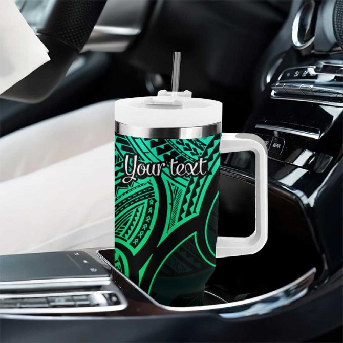 Aotearoa Papua Shell Green Polynesian Pacific Tribal Custom Stanley Quencher 40Oz Stainless Steel Tumbler With Handle - Image 8