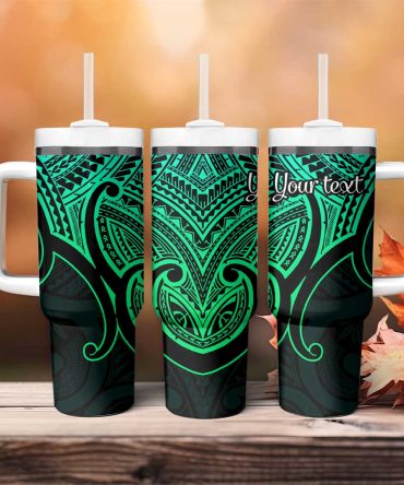 Aotearoa Papua Shell Green Polynesian Pacific Tribal Custom Stanley Quencher 40Oz Stainless Steel Tumbler With Handle
