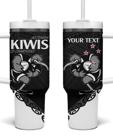 Aotearoa Rugby Maori Kiwi Mascot Custom Stanley Quencher 40Oz Stainless Steel Tumbler With Handle