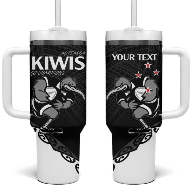 Aotearoa Rugby Maori Kiwi Mascot Custom Stanley Quencher 40Oz Stainless Steel Tumbler With Handle